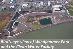 Birds-eye view of Windjammer Park and the Clean Water Facility