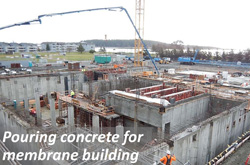 Pouring concrete for membrane building