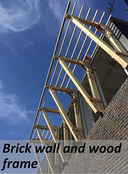 Brick wall and wood frame