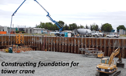 Constructing foundation tower crane foundation