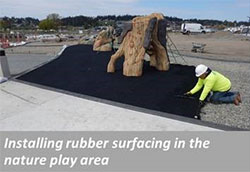 Installing rubber surfacing in the nature play area