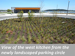 View of the west kitchen from the newly landscaped parking circle