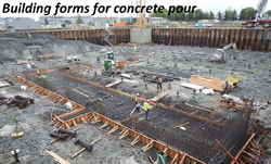 First concrete pour for facility foundation